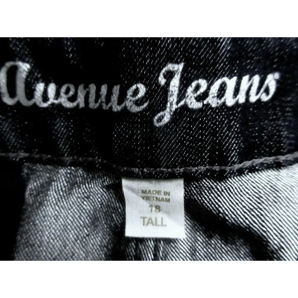 Avenue Black Ankle Jeans Sz 18 Cotton Stretch Flat Front Back Pockets - Picture 5 of 6